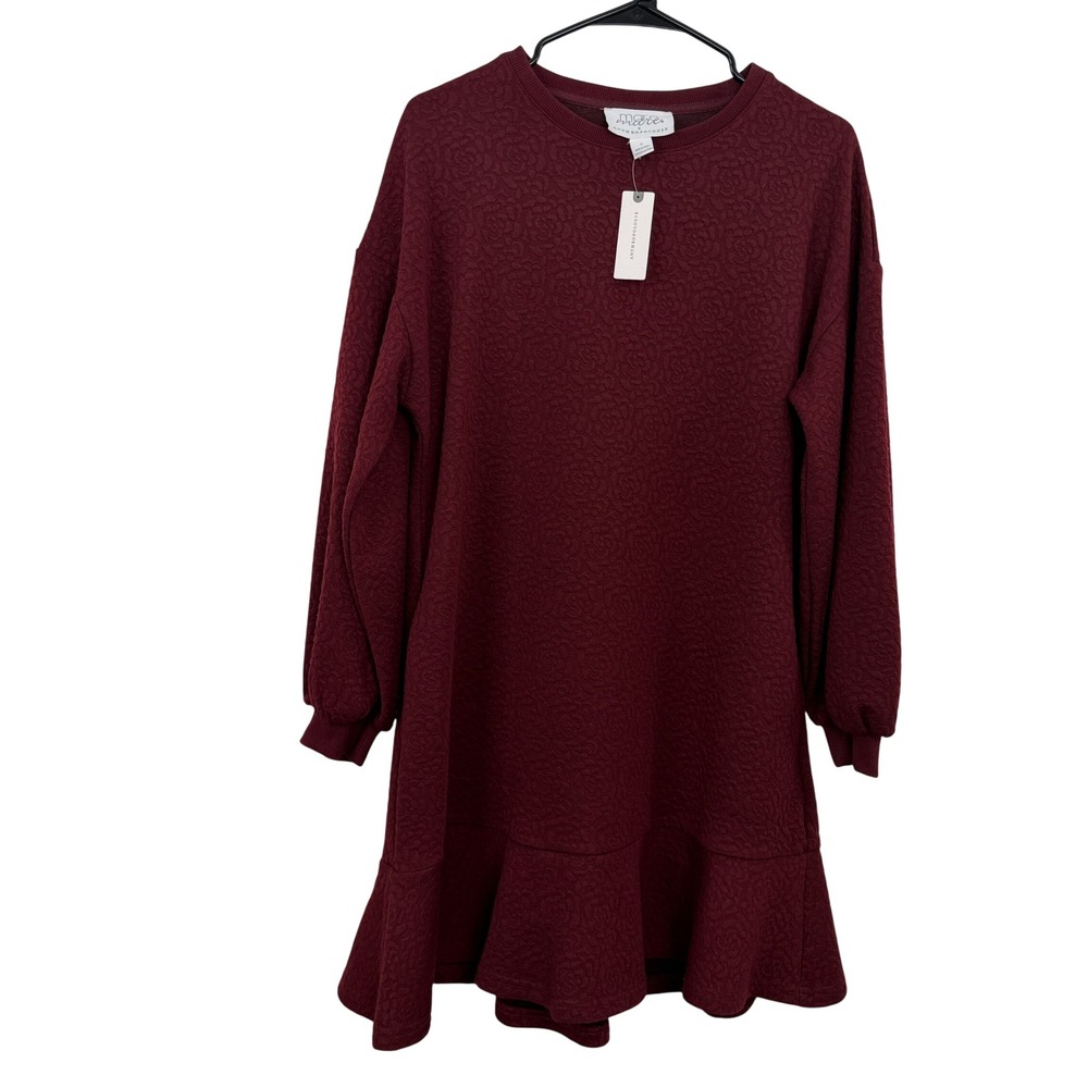 Mare Mare x Anthropologie Dress Womens Small Wine Burgundy Ruffle Balloon Sleeve